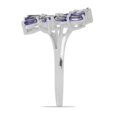 BUY REAL AFRICAN AMETHYST GEMSTONE LEAF RING IN 925 SILVER